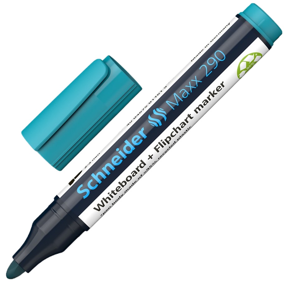 Markere Schneider Maxx - 290, pentru tablă albă și flipchart, 3 mm, turcoaz
