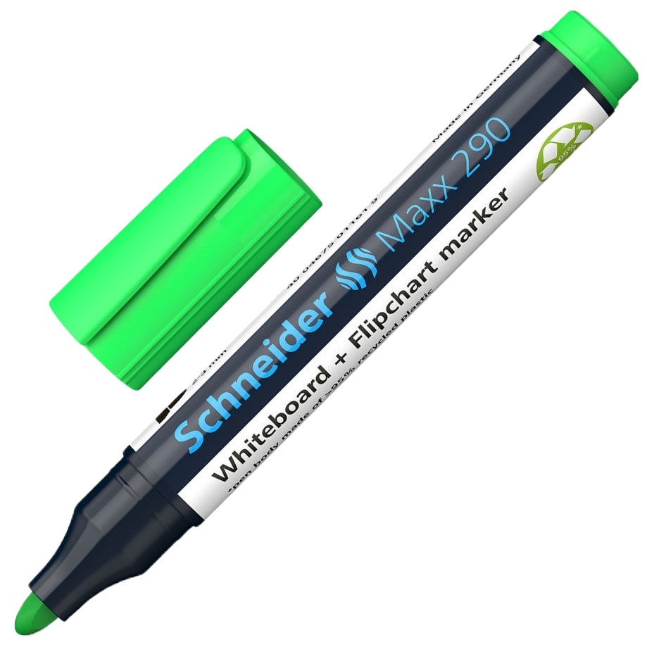Markere Schneider Maxx - 290, pentru tablă albă și flipchart, 3 mm, verde deschis