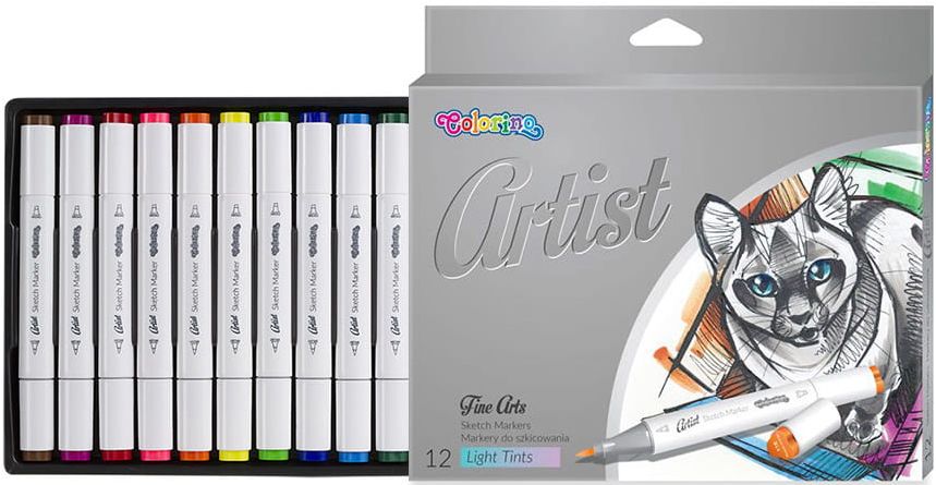 Markere de desen Colorino Artist - 12 culori, pastelat
