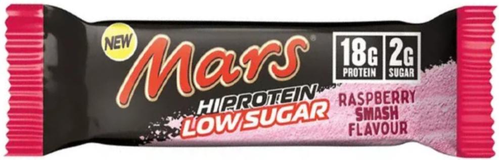 Mars Hi Protein Low Sugar, ciocolată și zmeură, 55 g, Mars Protein