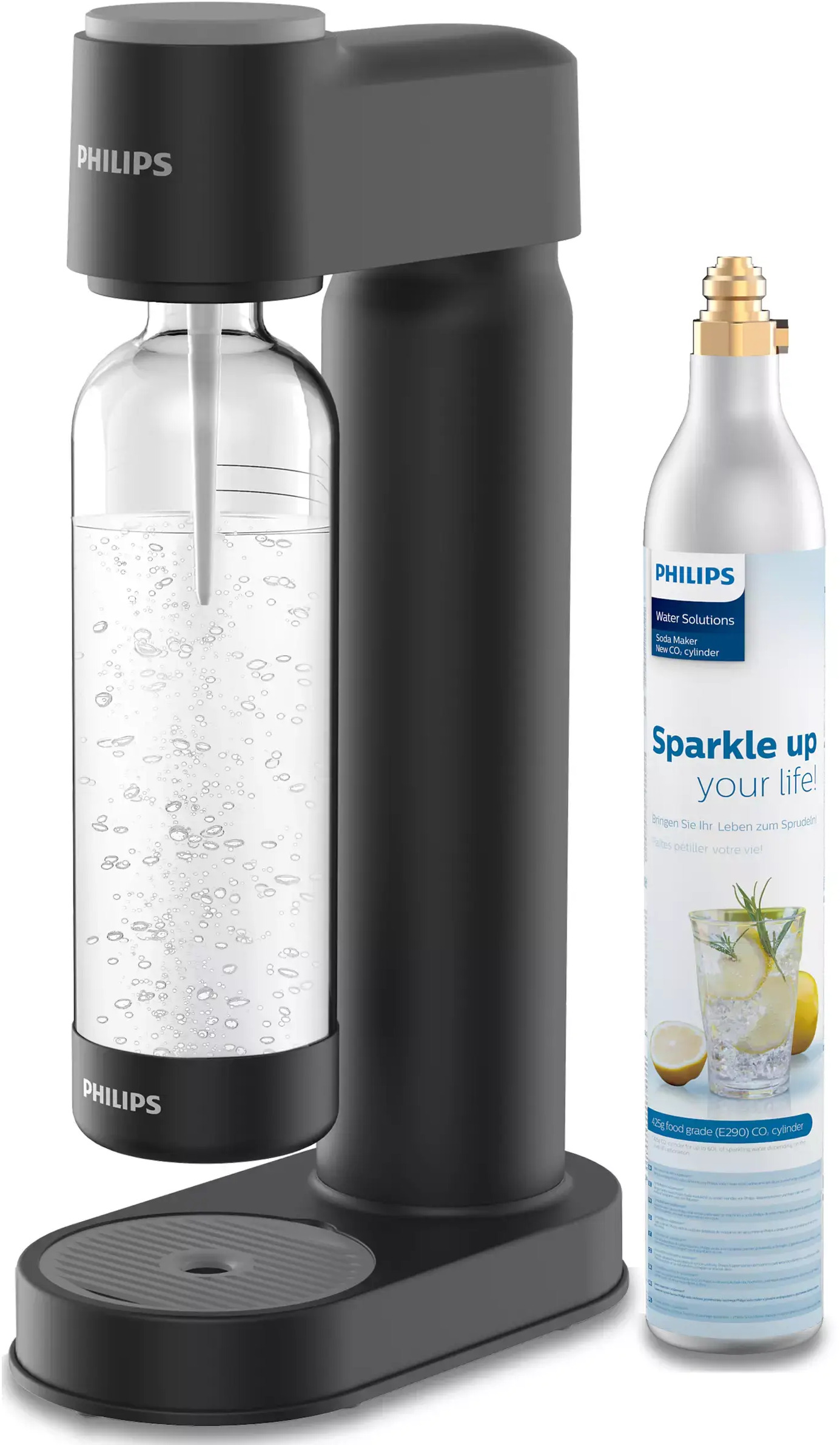Mașină de sodă Philips - GoZero ADD4901BK/10, neagră