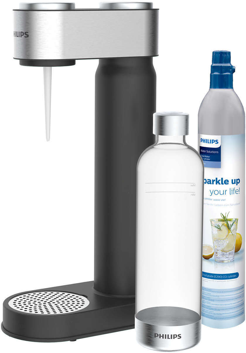 Mașină de sodă Philips - GoZero ADD4902BK/10, neagră/argintie