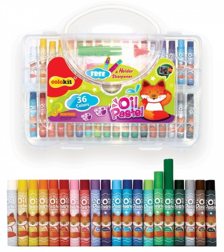 Pasteluri uleioase Colokit - 36 de culori, cu ascuțitoare și suport, sortiment