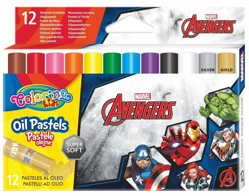 Pasteluri uleioase Colorino - Marvel Avengers, 12 culori