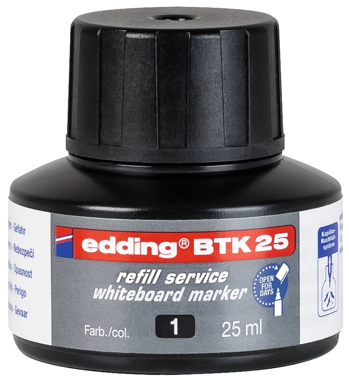 Cerneală pentru markere pentru tablă albă Edding BTK 25 - Negru, 25 ml