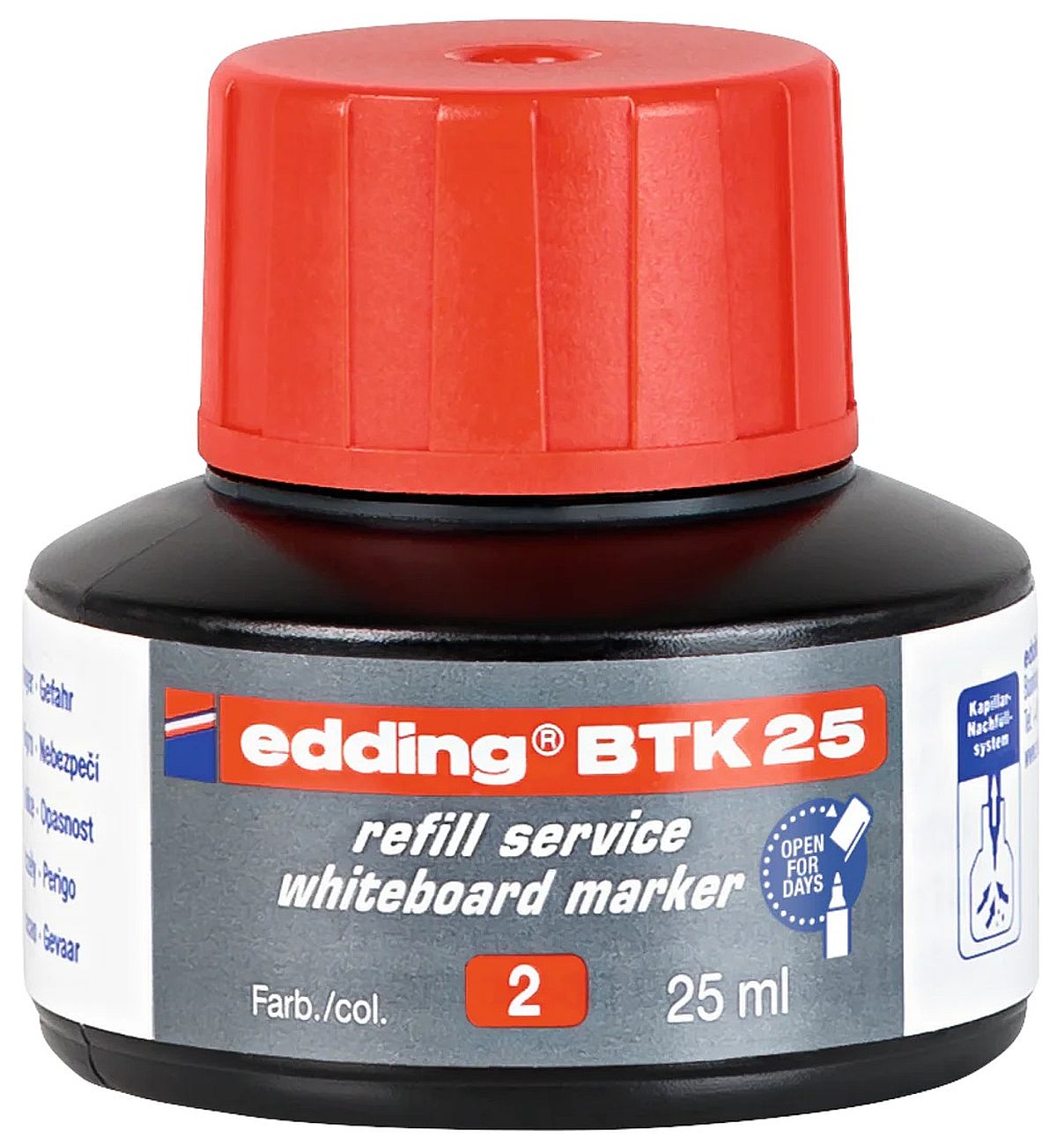 Cerneală pentru markere pentru tablă albă Edding BTK 25 - Roşu, 25 ml
