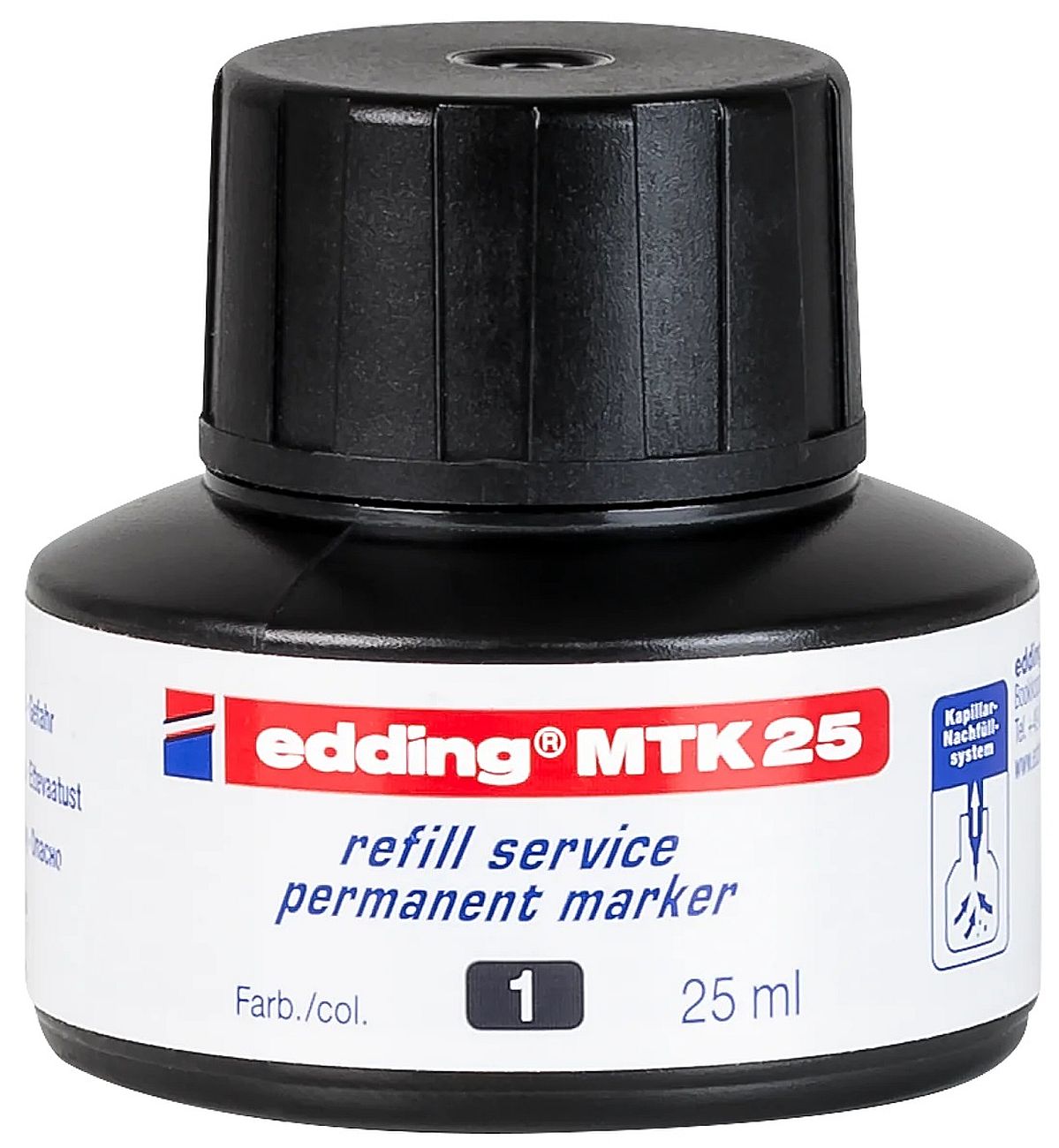 Cerneală pentru markere permanente Edding MTK 25 - Negru, 25 ml