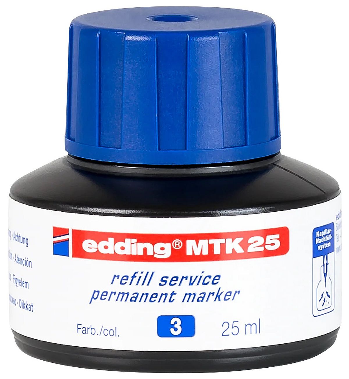 Cerneală pentru markere permanente Edding MTK 25 - Albastru, 25 ml