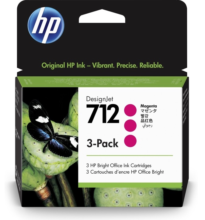 Cartuș de cerneală HP - 712, pentru DesignJet T230/T630/T650, 3-Pack, Magenta