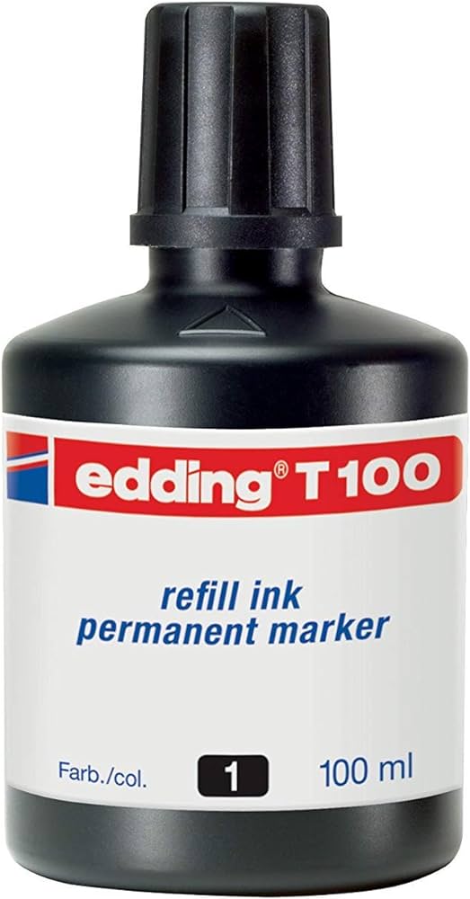 Cerneală permanentă pentru marker Edding T100 - Negru, 100 ml