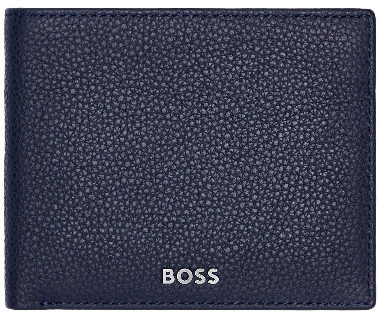 Portofel pentru bărbați Hugo Boss Classic Grained - Cu suport pentru monede, albastru închis