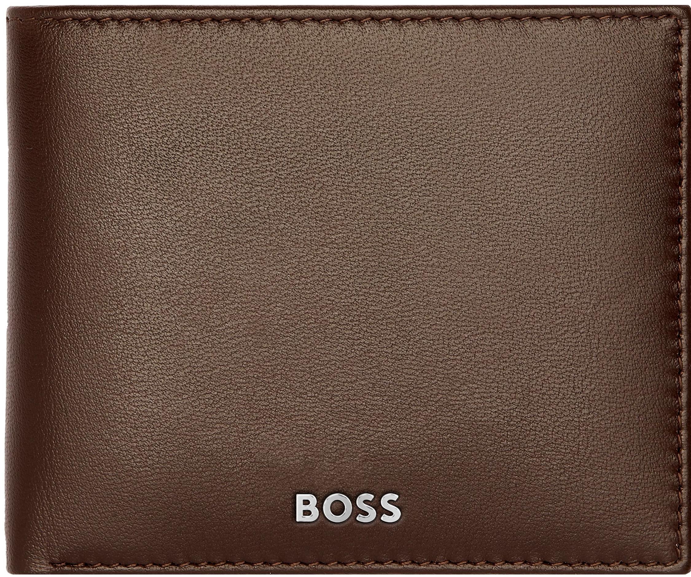 Portofel pentru bărbați Hugo Boss Classic Smooth - protecție RFID, cu suport pentru monede, maro închis