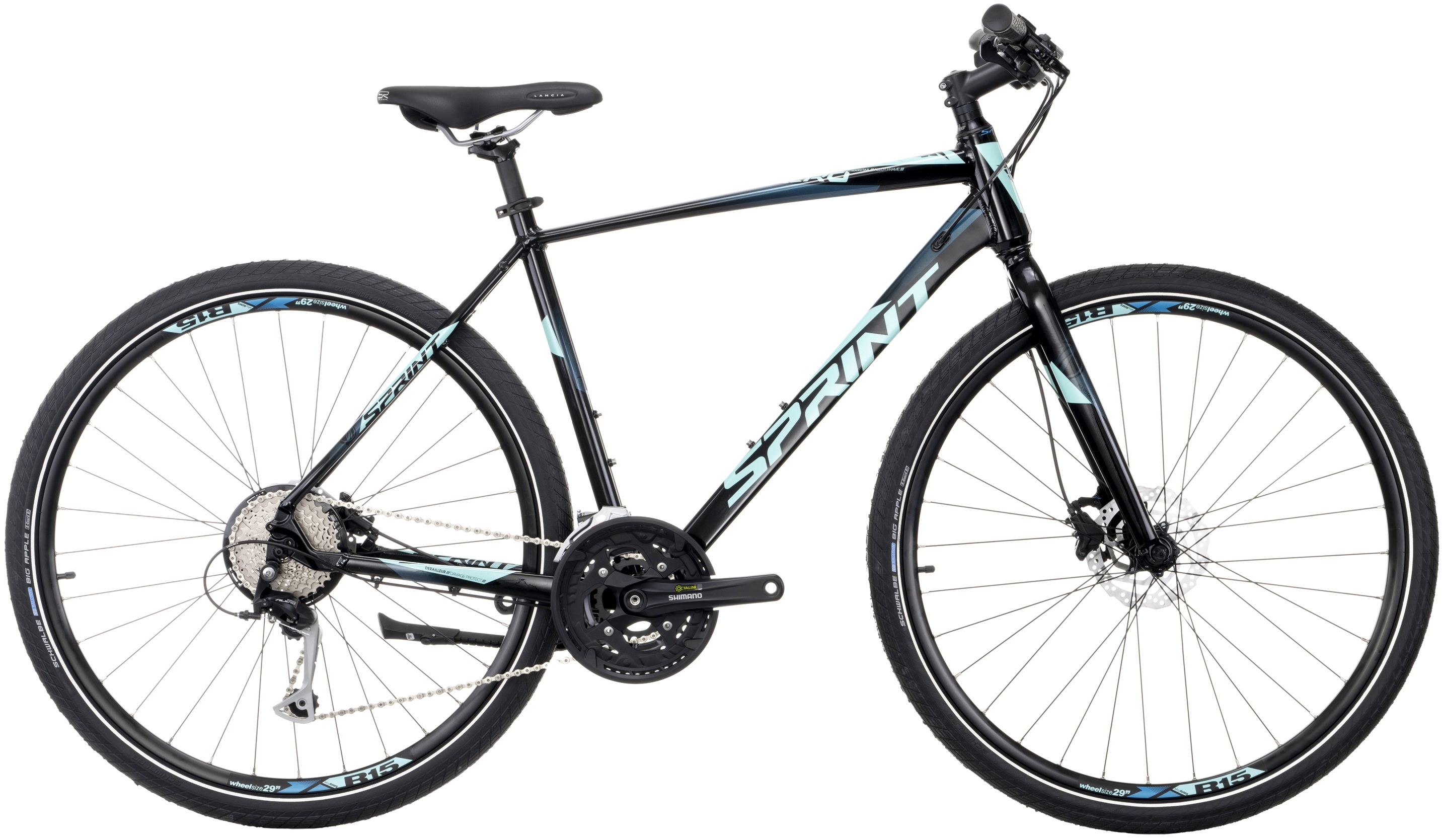Bicicletă de trekking pentru bărbați SPRINT - Sintero Man Rigid, 28", 520 mm, negru/albastru