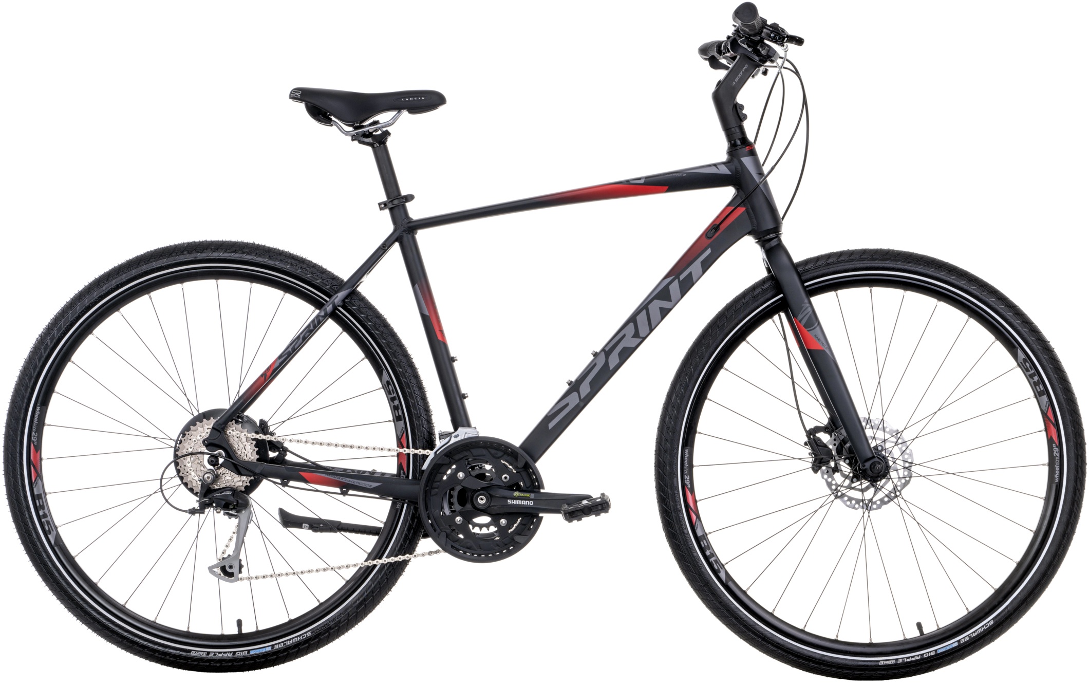 Bicicletă de trekking pentru bărbați SPRINT - Sintero Man Rigid, 28", 560 mm, negru/roşu