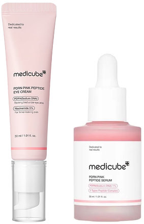 MediCube Set PDRN Pink Peptide - Ser facial și Crem pentru zona ochilor, 2 x 30 ml