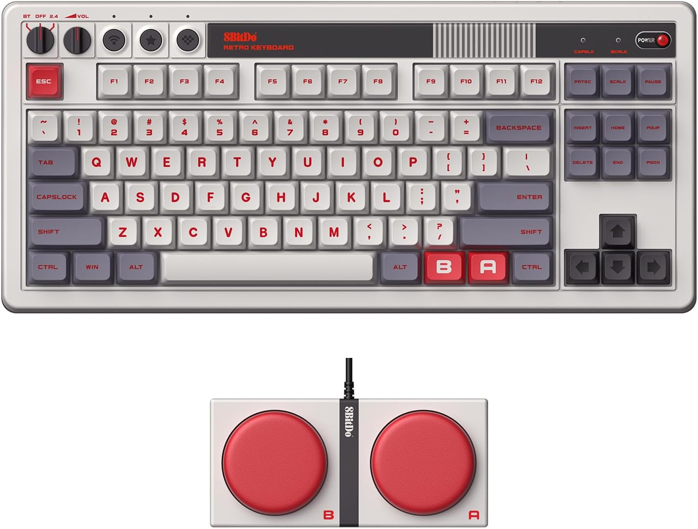 Tastatură mecanică 8Bitdo - Retro 87 N Edition, fără fir, Kailh Box V2