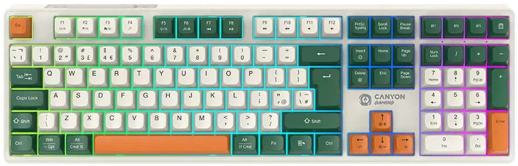 Tastatură mecanică Canyon - Shadder GKW-11, wireless, Linear, RGB, alb