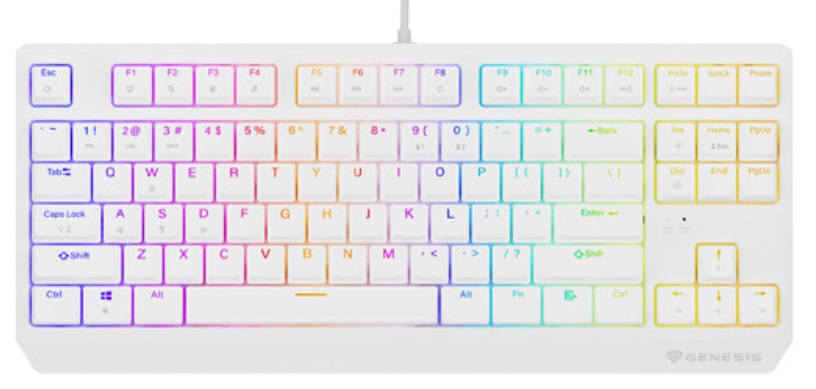 Tastatură mecanică Genesis - Thor 230 TKL, Outemu Red, RGB, alb