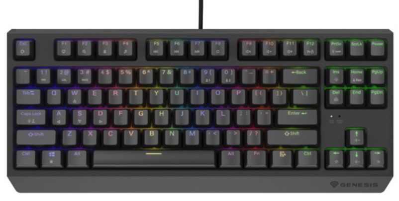 Tastatură mecanică Genesis - Thor 230 TKL, Outemu Red, RGB, negru
