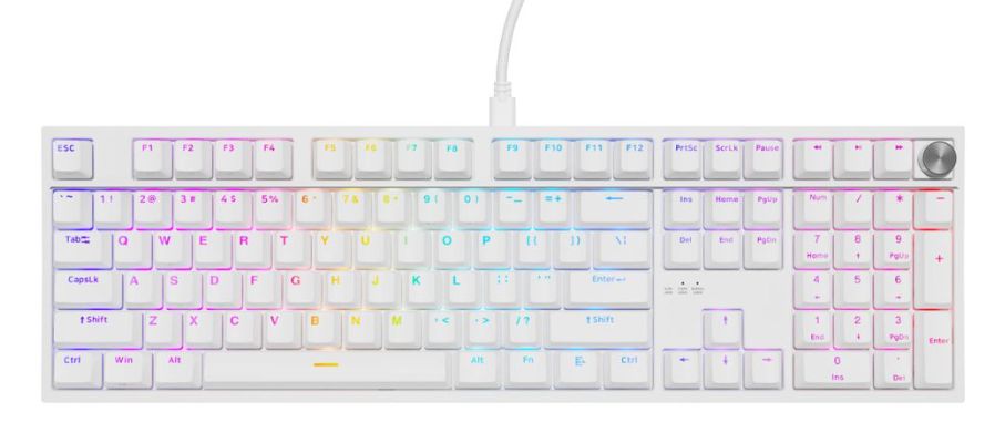 Tastatură mecanică Genesis - Thor 404, Outemu Peach Silent, RGB, alb