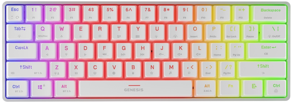 Tastatură mecanică Genesis - Thor 660 G2, wireless, Gateron Brown, albă