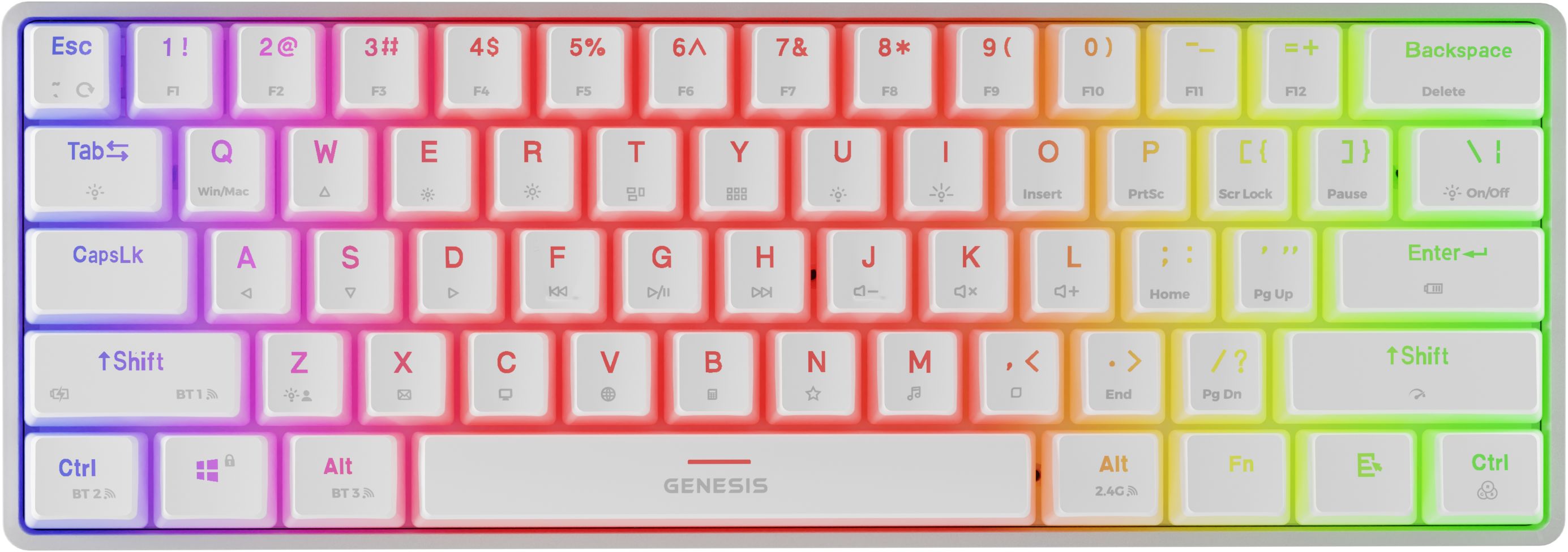 Tastatură mecanică Genesis - Thor 660 G2, wireless, Gateron Red, albă