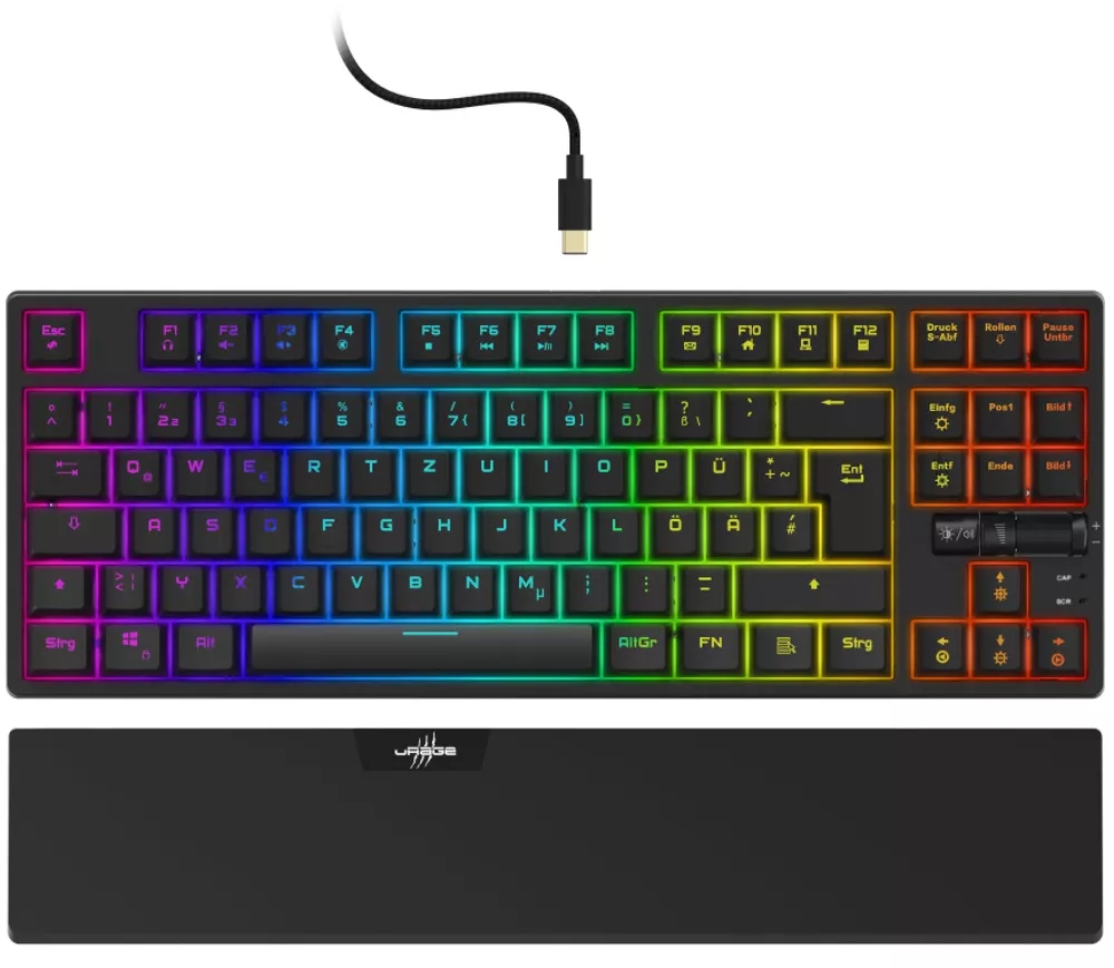 Tastatură mecanică Hama - uRage Exodus 860, Outemu Red, RGB, neagră