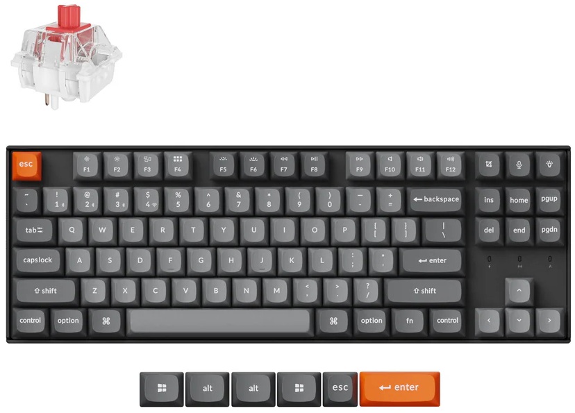 Tastatură mecanică Keychron - K8 Max QMK, VIA TKL, Super Red, RGB,…