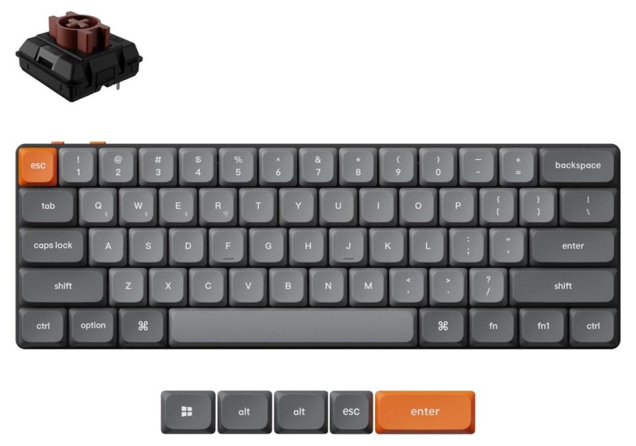 Tastatură mecanică Keychron - K9 Max, wireless, Milk POM Brown, RGB, neagră/gri.