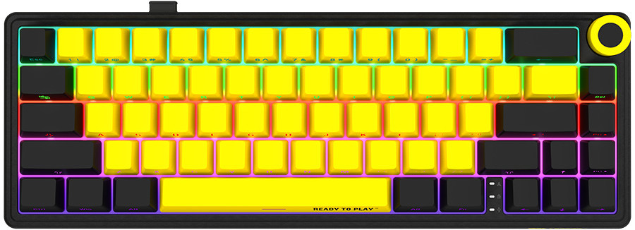 Tastatură mecanică Lorgar - KBP70MW Mini, wireless, Linear, RGB, negru/galben