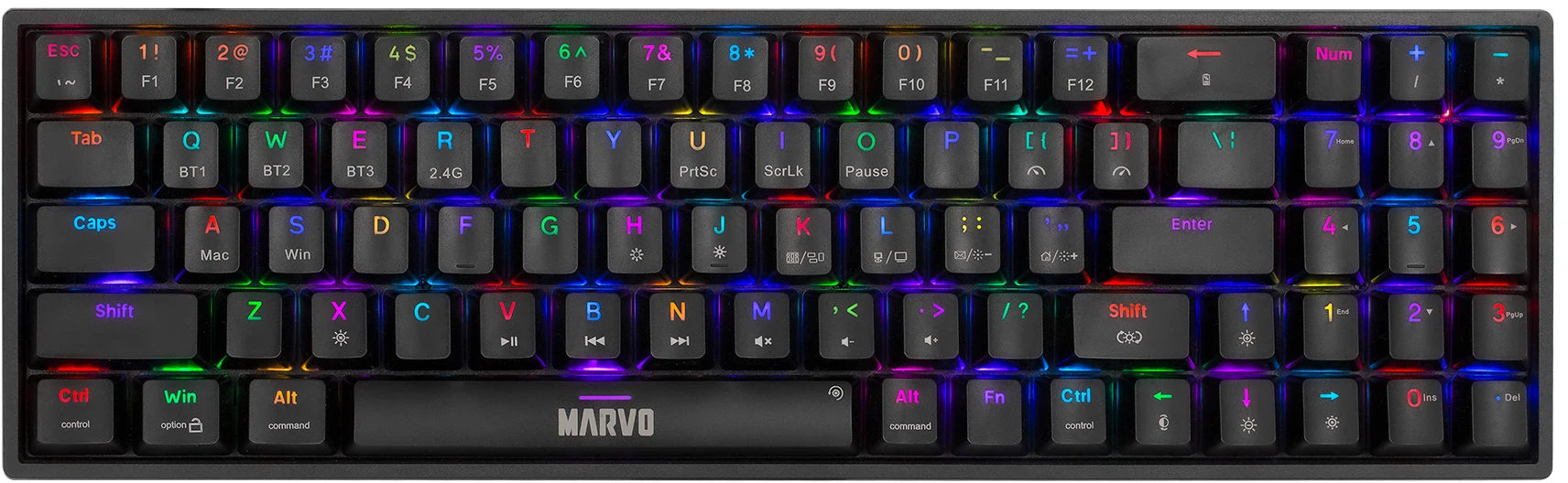 Tastatură mecanică Marvo -  KG956WShogo 78W, fără fir, Marvo switch, neagră