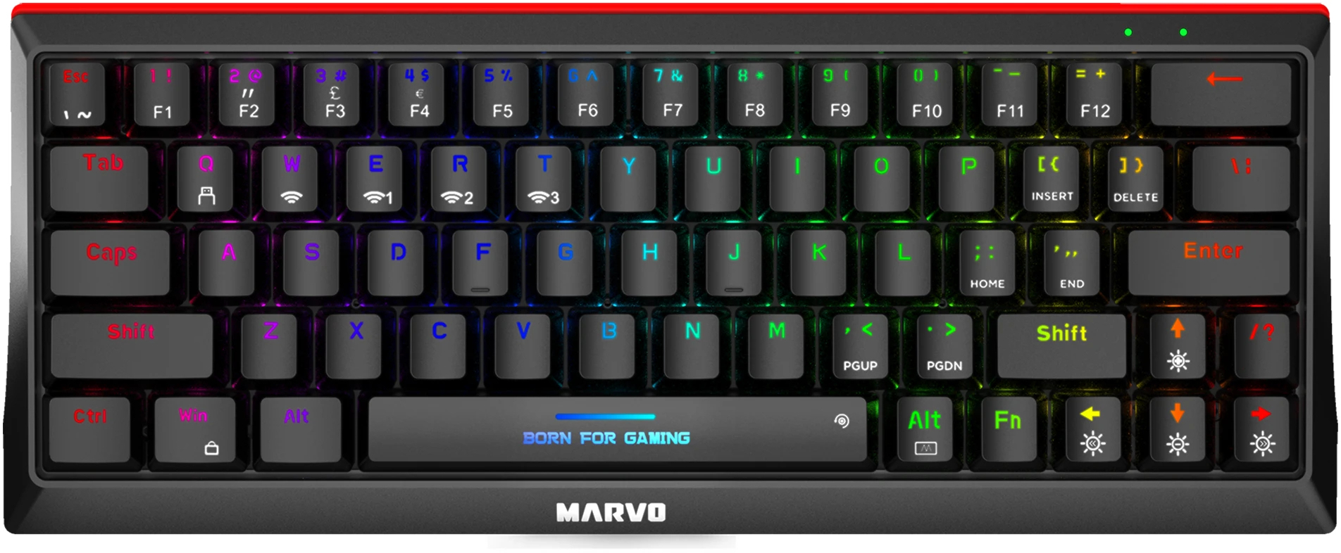 Tastatură mecanică Marvo - KG962W-R Hecate 61WR Black, fără fir, Jixian blue, neagră