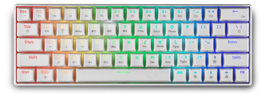 Tastatură mecanică Spartan Gear - Pegasus 2, wireless, Red, RGB, albă