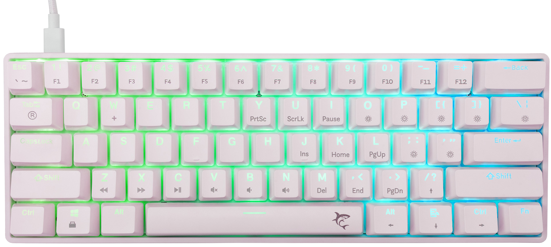 Tastatură mecanică White Shark - Shinobi 2, Blue Switch, RGB, alba
