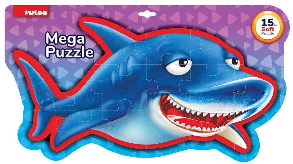 Puzzle moale Puedo - Rechin, cu două fețe, 15 piese