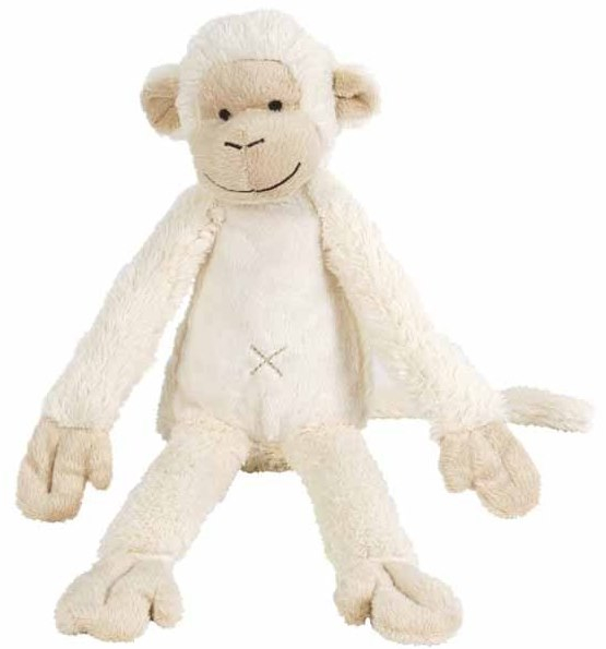 Jucarie moale Happy Horse - Maimutica Mickey, alb, 43 cm