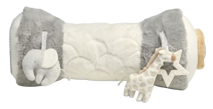 Jucărie moale Mamas & Papas - Tummy Time Roll, Welcome to the world, Grey