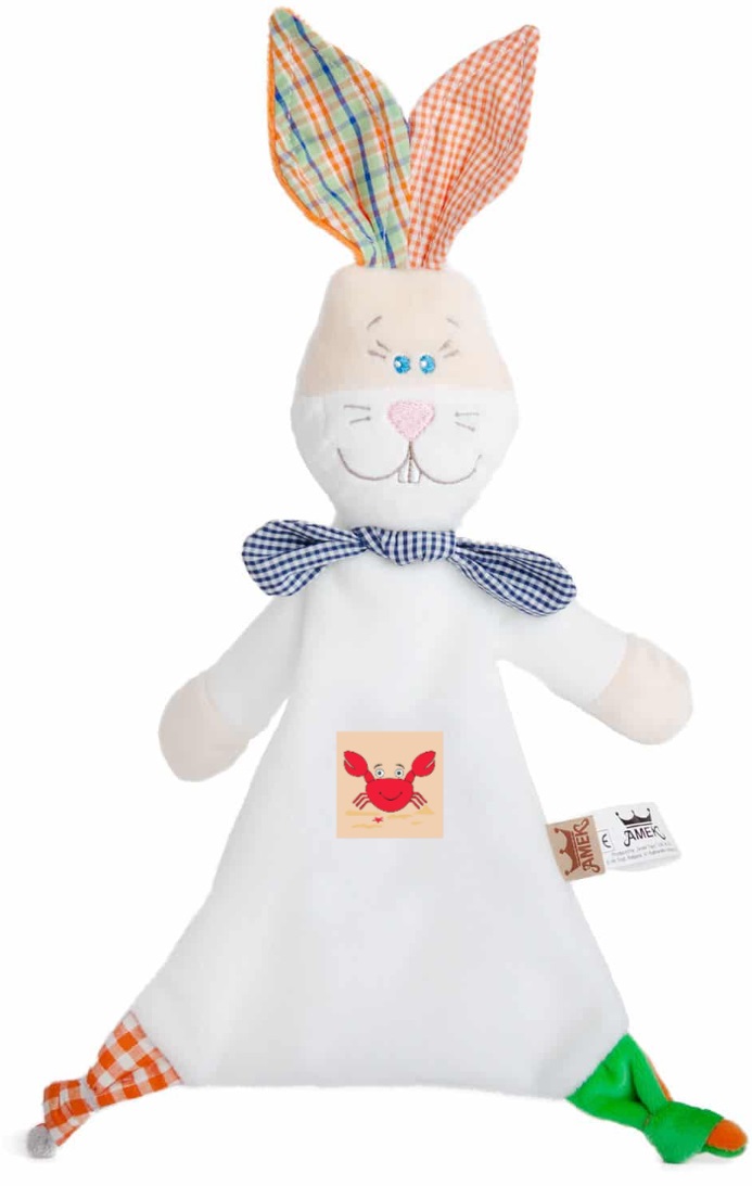 Jucarie moale de imbratisare Amek Toys - Iepuras, semnul zodiacal Rac, pentru un baiat