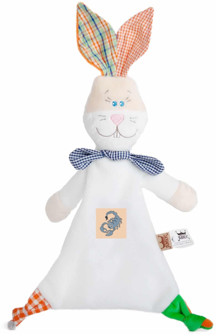 Jucarie moale de imbratisare Amek Toys -  Iepuras, semnul zodiacal Scorpion, pentru un baiat
