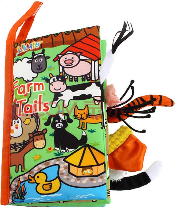 Carte moale cu codite Jollybaby - Ferma, 8 pagini
