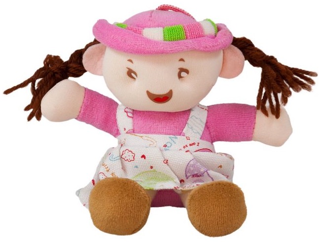Păpușă moale Amek toys -Fata cu palarie, 14 cm