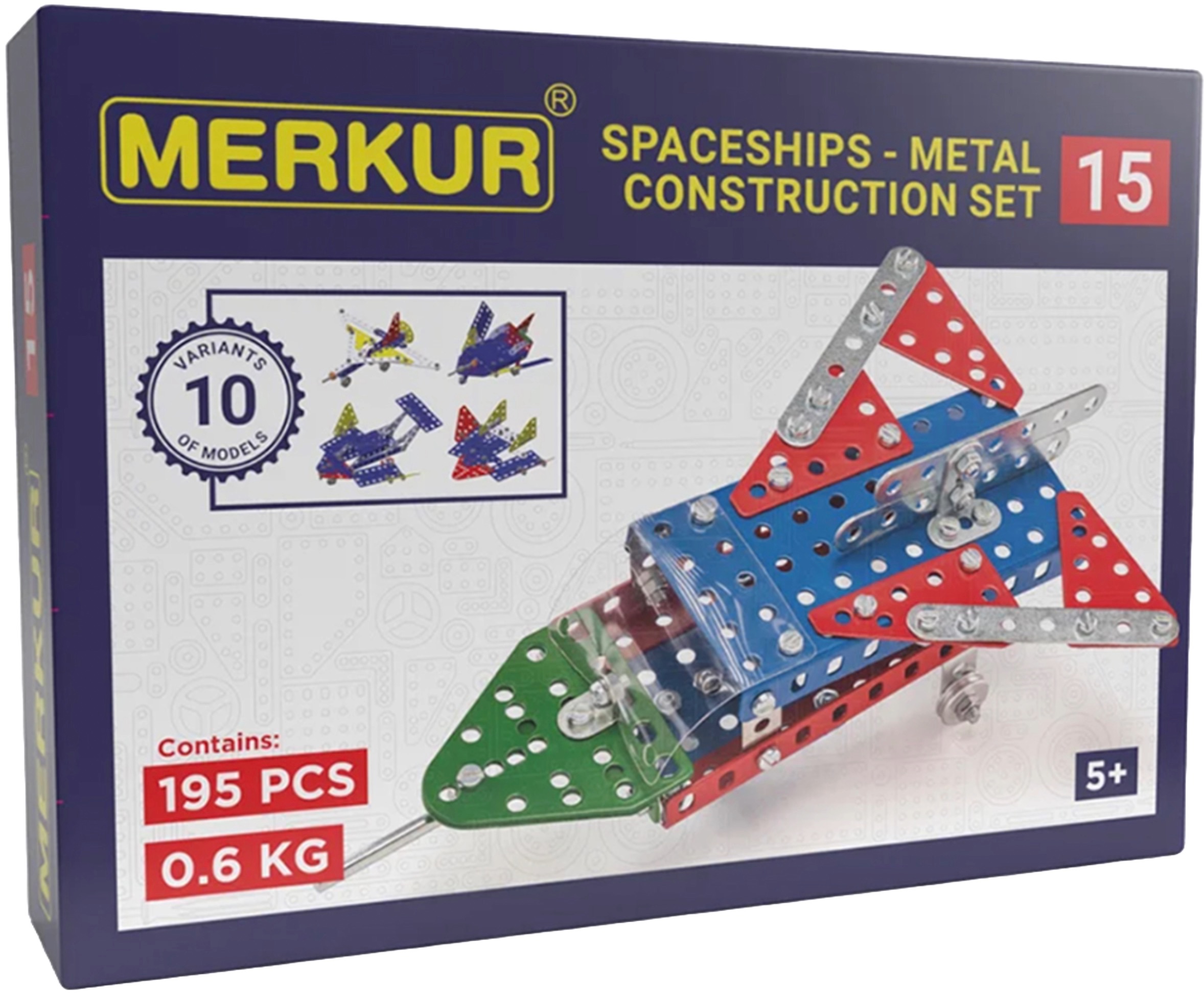 Constructor de metal 10 in 1  Merkur - Nave spațiale, 195 piese