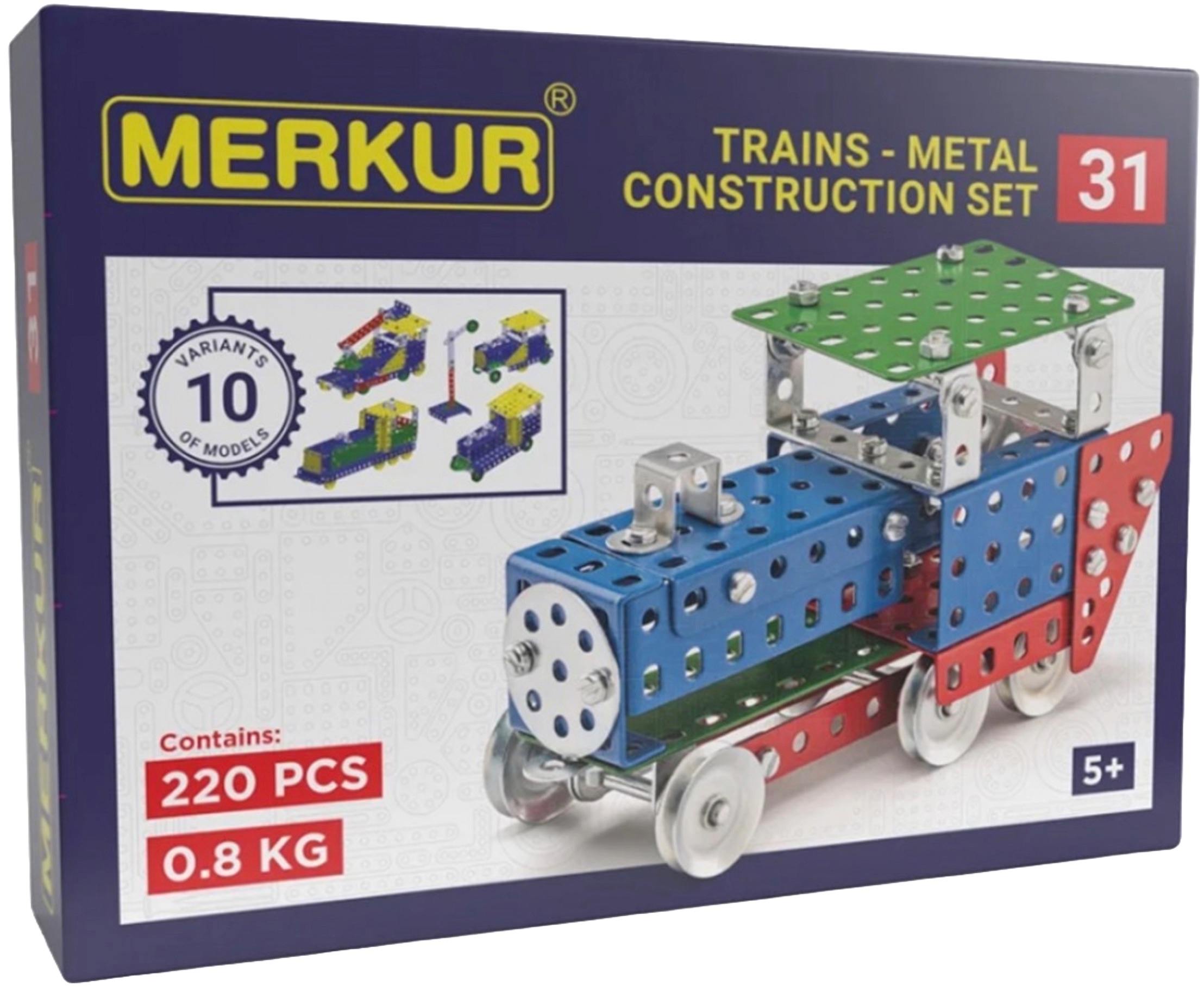 Constructor de metal 10 in 1  Merkur - Locomotive, 220 piese