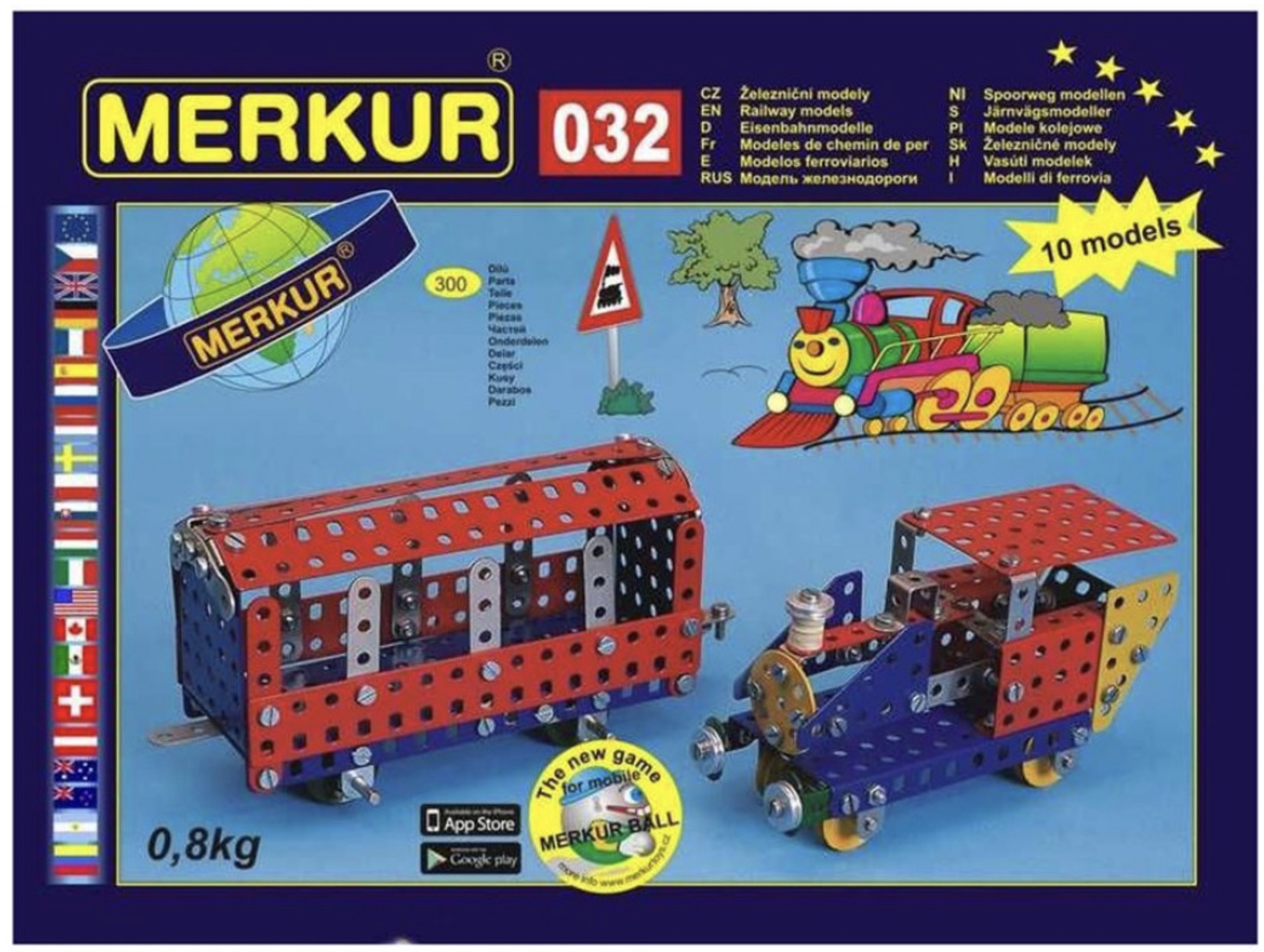 Constructor de metal 10 in 1  Merkur - Locomotive, 300 piese
