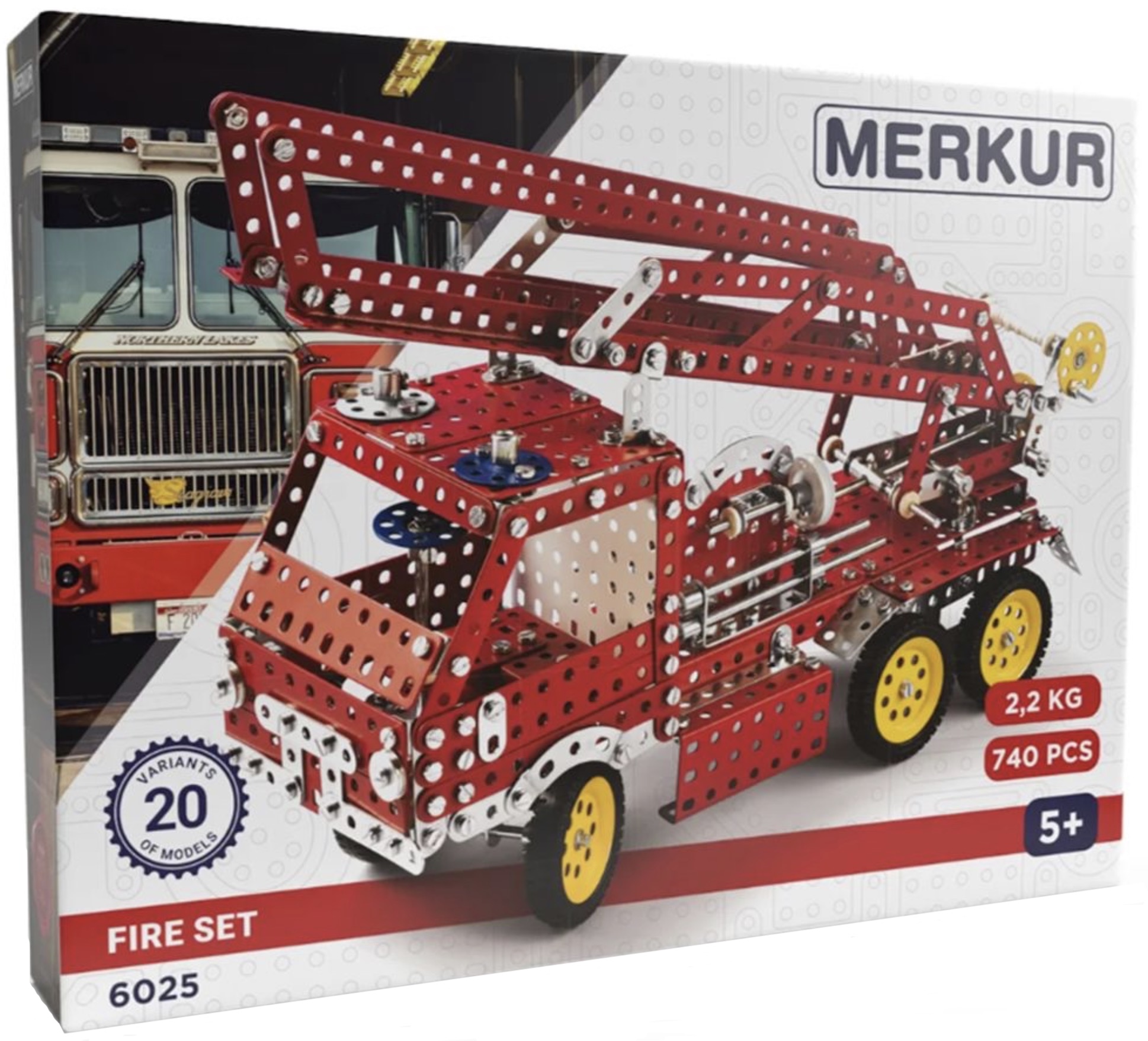 Constructor de metal Merkur - Camion de pompieri, 740 piese