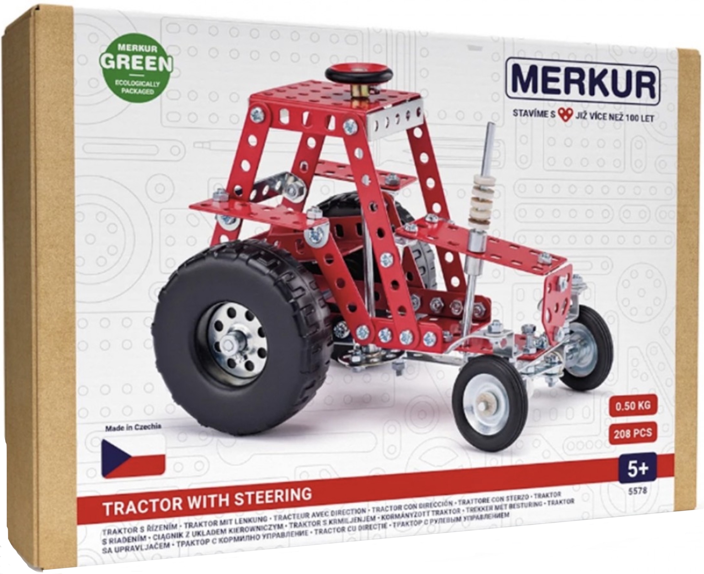 Constructor de metal Merkur - Tractor cu volan, 208 piese