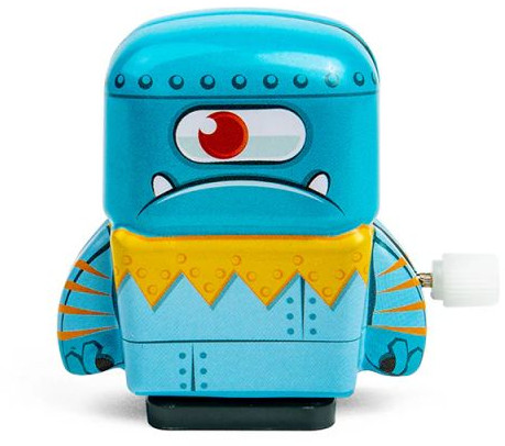 Mini robot metalic Bigjigs - Cu mecanism de învârtire, albastru