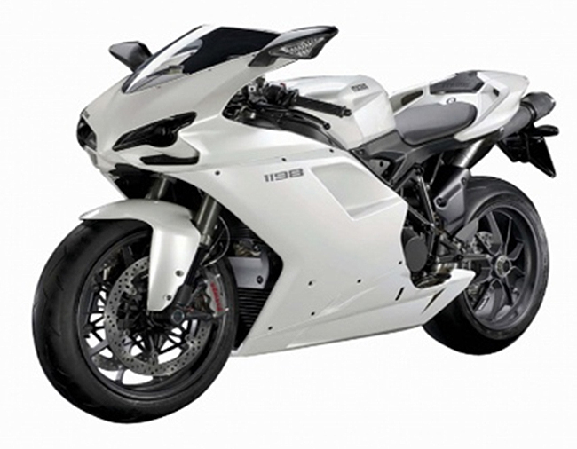 Motocicletă metalică  Newray - Ducati 1198, 1:12, alb