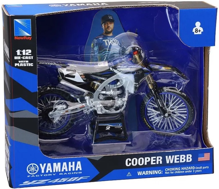 Motocicletă metalică Newray - Yamaha YZ450F, Cooper Web, 1:12