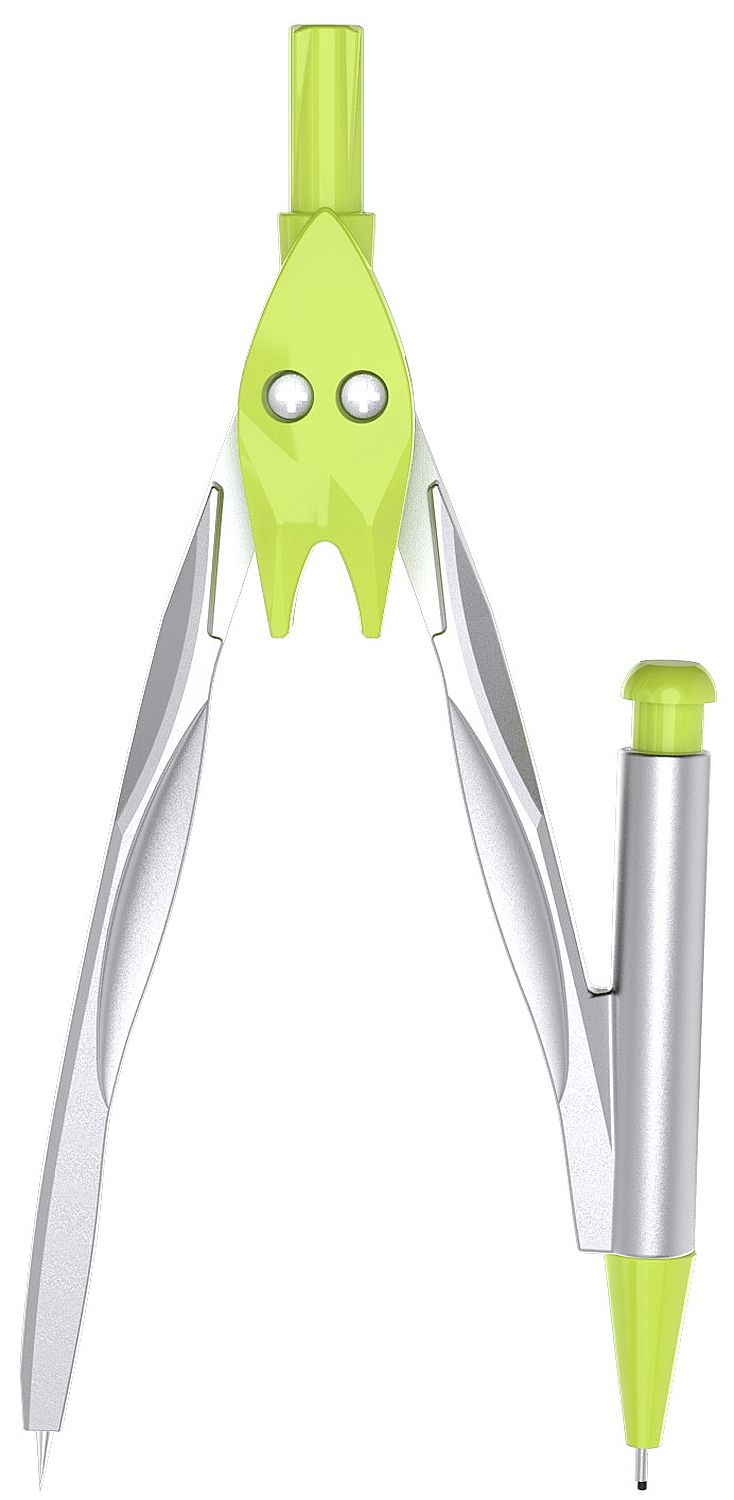 Compas metalic Deli Orbit - EH606, cu creion, verde lămâie